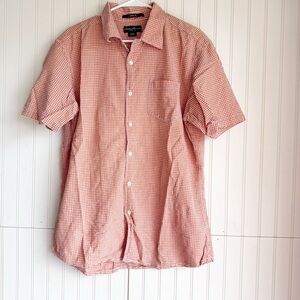 Eddie Bauer Men's Size L Orange Classic Fit Gingham Button Down Shirt
